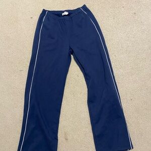 Navy Blue Track Pants with White Stripes